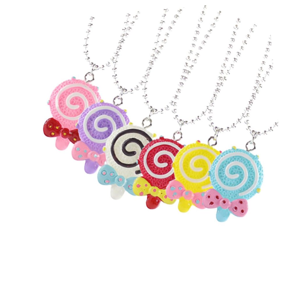 KICHOUSE 6pcs Girls Necklace Lollipop Shaped Necklace Party Ornament Neck Accessories Festival Holiday Decor
