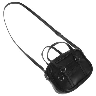 Milisten 1piece Mini Doll Handbag Purse for Dollhouse Stylish Doll Accessories Black for DIY Closet Decor Made of Pu Material