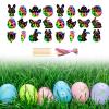 24Pcs Easter Scratch Paper Set Scratch Art Hanging DIY Decoration 6 Wooden Stick view 3