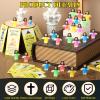 CroBlissful 50 Sets Little Jesus Figures Glow in The Dark with Let Your Light Shine Cards Luminous Mini Rubber Jesus Figurines Toys for Hide and Seek Sunday Religious Gift (Open Arms;Yellow Card) view 4
