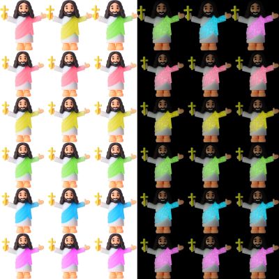 CroBlissful 25 Pcs Little Jesus Figures Glow in The Dark Mini Jesus Figurines Bulk to Hide and Seek Let Your Light Shine Christian Gifts for Easter Party Favors Baptism Sunday School Prizes