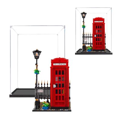 Acrylic Dustproof Display Case for Collectibles, Action Toys, Miniature Building Blocks, Display Case for Le-go 21347 red Telephone Booth Model (NOT Included The Model) (Transparent 3mm)