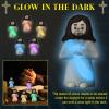 CroBlissful 50 Sets Little Jesus Figures Glow in The Dark with Let Your Light Shine Cards Luminous Mini Rubber Jesus Figurines Toys for Hide and Seek Sunday Religious Gift (Hold A Cross;Yellow Card) view 3