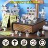 CroBlissful 50 Sets Little Jesus Figures Glow in The Dark with Let Your Light Shine Cards Luminous Mini Rubber Jesus Figurines Toys for Hide and Seek Sunday Religious Gift (Hold A Cross;Yellow Card) view 4