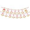 2Pcs Pink Farm Animals Birthday Party Banner Girls Farmhouse Floral Theme Happy Birthday Banner Cow Pig Donkey Banners Sign for Kids Barnyard Theme Bday Party Supplies view 1