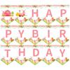2Pcs Pink Farm Animals Birthday Party Banner Girls Farmhouse Floral Theme Happy Birthday Banner Cow Pig Donkey Banners Sign for Kids Barnyard Theme Bday Party Supplies view 2