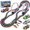 2-in-1 Slot Car Race Track Set with 4 High-Speed Cars, Electric Track, Dual Racing Game with 2 Controllers, Circular Overpass Design Featuring Flash Tracks. Toy Gift for Boys Kids Ages 4-6 6-8 8-12 view 1