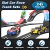 2-in-1 Slot Car Race Track Set with 4 High-Speed Cars, Electric Track, Dual Racing Game with 2 Controllers, Circular Overpass Design Featuring Flash Tracks. Toy Gift for Boys Kids Ages 4-6 6-8 8-12 view 2