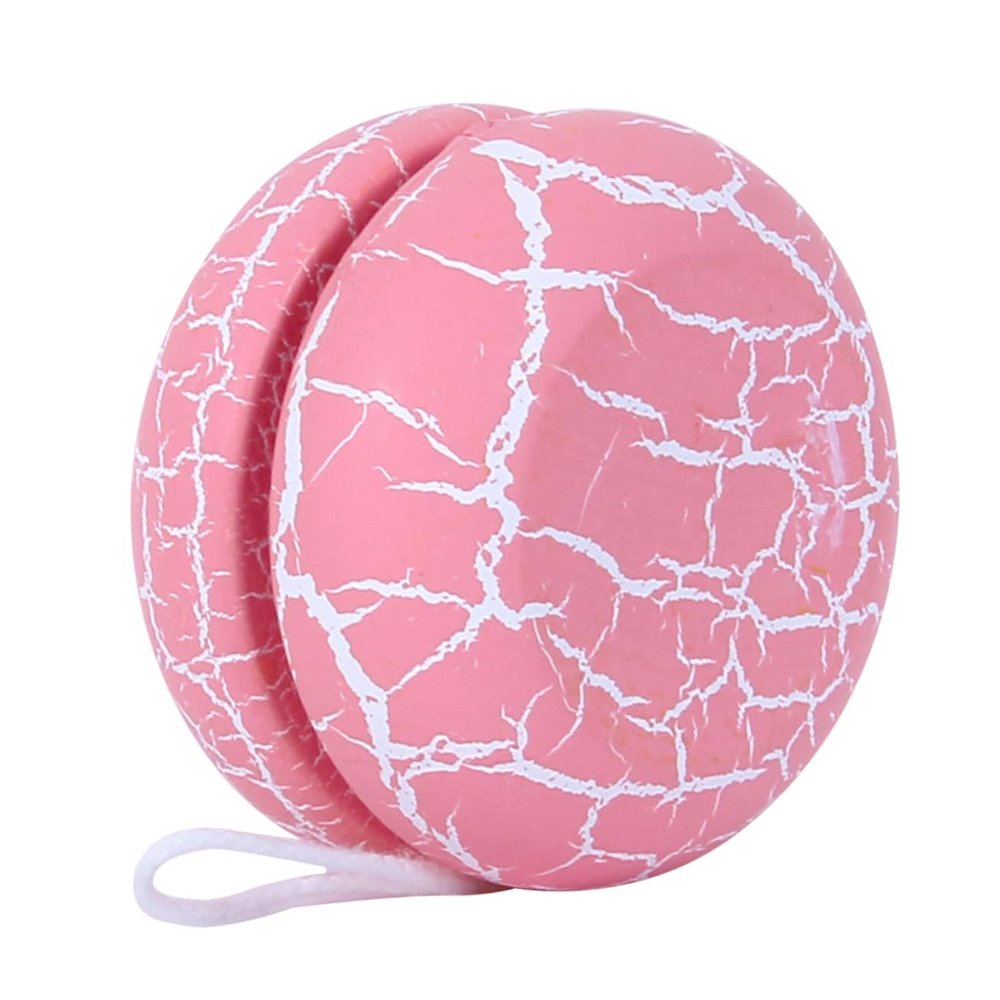 Vaguelly Wooden Yoyo Ball Toy for Boy Girl Crack Design Portable Easy to Carry Great for Wrist Strength Color Recognition Pink