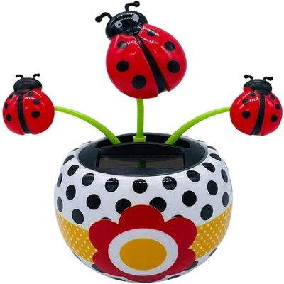 Red Bug Solar Powered Dancing Flower for Car, Car Windowsill Decoration Desktop Solar Dancing Ornament,Solar Dancing Figurines, Automatic Swinging Car Dashboard for Solar Power Kits,Funny Ornaments