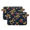 2 Pack Holly Berries Mustard Yellow and Denim Blue storage baskets, folding fabric cube storage baskets bins with sturdy handle Hamper cute for nursery view 1
