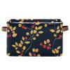 2 Pack Holly Berries Mustard Yellow and Denim Blue storage baskets, folding fabric cube storage baskets bins with sturdy handle Hamper cute for nursery view 2