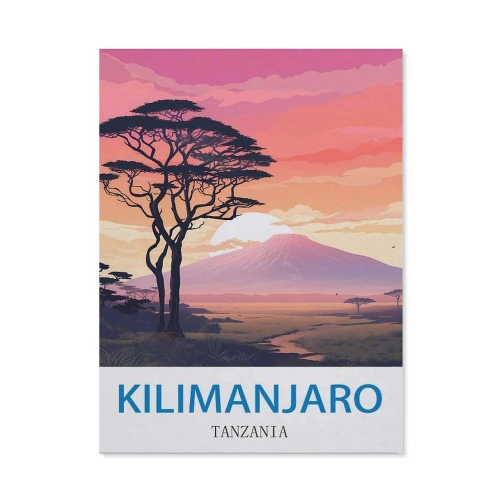 1000PcsKilimanjaro Tanzania Vintage Travel PostersJigsaw Adult Decompression Game Puzzle Students Toy for Children Christmas Birthday Gifts50x70cm-CU24