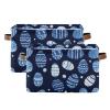 aidingzhi 2 Pack Cartoon Cute Blue and White Easter Eggs storage baskets, collapsable baskets for organizing with sturdy handle Hamper medium for cloth view 1