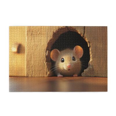 CDSASHCA 1000 Piece Adult Wooden Jigsaw Puzzle,Curious mouses Peeking Out,Whimsical Rodent ArtUnique Adults Artworks,Exercising Your Brain and Hands,Spell Out Your Dream Kingdom