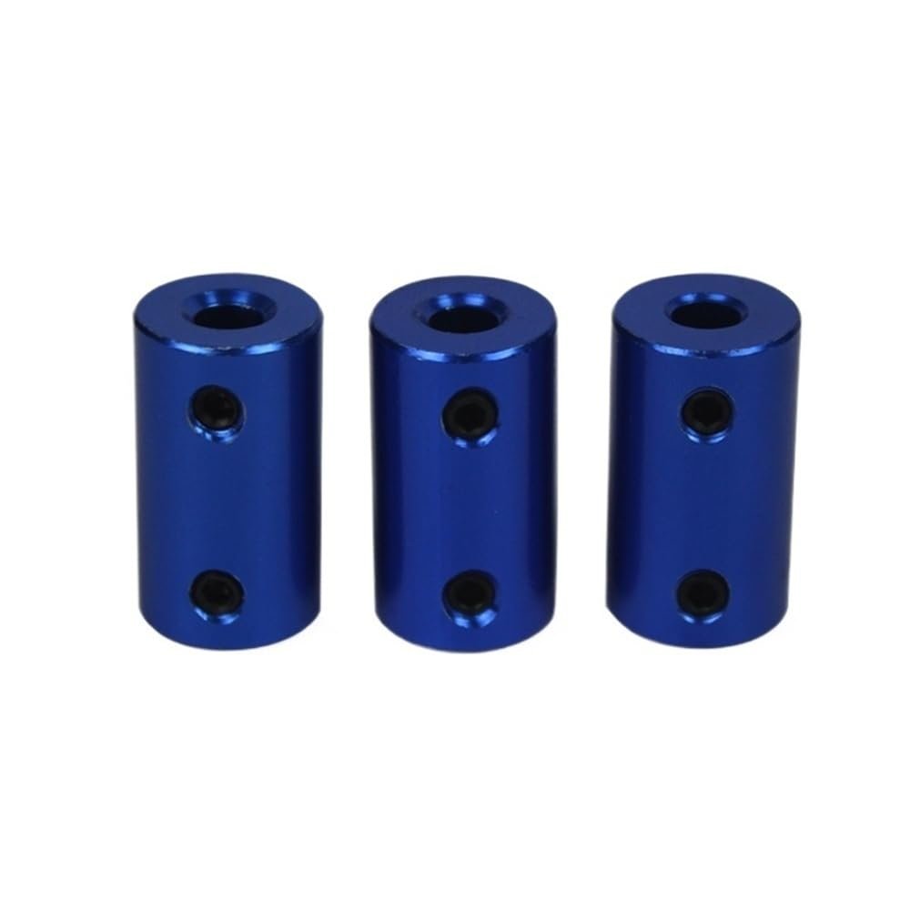 Blue Rigid Aluminum Coupler for 3D Printers, Boat, Car and RC Models, Set Screw Connector, Pack of 3(6 * 8)