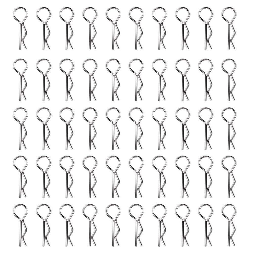 RC Body Clips, 50pcs R Shape Pins RC Car Body Protective Clips Replacement Parts Accessory Fit for 1/10 HSP RC Car RC Car Truck Crawler