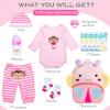 11-Pieces Reborn Baby Doll Clothes 17-22 Inch Girl Baby Doll Outfits and Accessories Set - Pacifier Magnetic Reusable Diaper and Cute Backpack view 2
