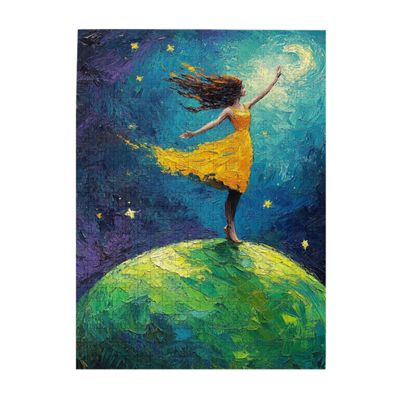 CDSASHCA Girl on Emerald Planet 500 Piece Adult Wooden Jigsaw Puzzle - Oil Painting Fantasy Art,let Your Thoughts soar,and Build Your Kingdom of Childhood Dreams,Gifts for Family and Friends