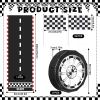 25 Pcs Race Car Party Decorations Include 8 Pcs 12 Inch Large Wheels Shaped Boxes 16 Racing Checkered Flags 1 Racetrack Floor Runner 79 Inch for Racing Themed Birthday Party Decor Supplies view 2