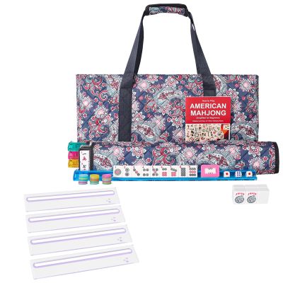 American Mahjong Game Set, 166 White Tiles, 4 All-in-One Color Rack/Pushers, Complete Mahjong Tile Set, 4 PCS Card Readers for Mahjong (Purple),Card Line Finders&Rules Helpers,Mahjong Accessories
