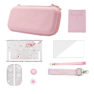 Pidynx Pink Sakura Floral Carry Case for Switch 2, Durable Travel and School-Ready Protection, Lightweight Slim Design, Affordable Value for Students/Business Travelers (Sakura Bag Set (for NS2))