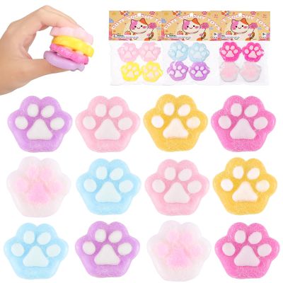 12Pcs Cat Paw Squishy Toys - Kawaii Cat Paw Mochi Squishy Sensory Toys for Kids, Mini Stress Relief Fufu Toys, Handmade Soft Pull & Stretch Squishies for Kids & Adults