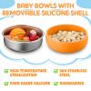 Nuogo 6 Pcs 304 Stainless Steel Baby Bowls with Removable Silicone Shell Toddler Bowls Kids Anti Scald Snack Container for Food Feeding, Dishwasher Safe (Fresh Color) view 3