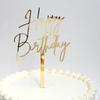 1PCS Gold Happy Birthday Cake Topper, 4.3 x 7.4 Inches Mirrored Gold Acrylic Versatile Cake Decorations, Mirror Acrylic Cake Topper for Birthdays, Anniversaries, Birthday Party Decoration Ideas view 2