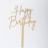1PCS Gold Happy Birthday Cake Topper, 4.3 x 7.4 Inches Mirrored Gold Acrylic Versatile Cake Decorations, Mirror Acrylic Cake Topper for Birthdays, Anniversaries, Birthday Party Decoration Ideas view 4