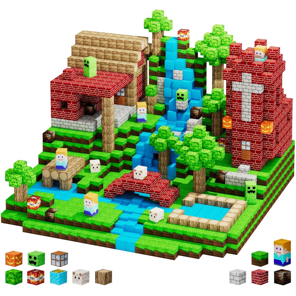 100 PCS Magnetic Blocks - Building Blocks Toy Magnetic Tiles Easter Basket Stuffers for Kids, Build World Cubes Toys Gifts for Kids Boys Girls Age 3 4 5 6 7 8-12 Year Old, Christmas Birthday Gift