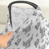 Boho Western Cow Cactus Baby Car Seat Covers Black and White Highland Yak Stretchy 5-in-1 Cover Adjustable Infant Carseat Canopy Cover Wild West Animal Breathable Nursing Cover-Up view 4
