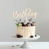 1PCS Wooden Happy Birthday Cake Topper, Double-Sided Wooden Cursive cake Sign Toppers Birthday Party Decoration Supplie Cake Sign Party Banner For Man Woman baby shower Cake Dessert view 1