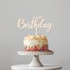 1PCS Wooden Happy Birthday Cake Topper, Double-Sided Wooden Cursive cake Sign Toppers Birthday Party Decoration Supplie Cake Sign Party Banner For Man Woman baby shower Cake Dessert view 2