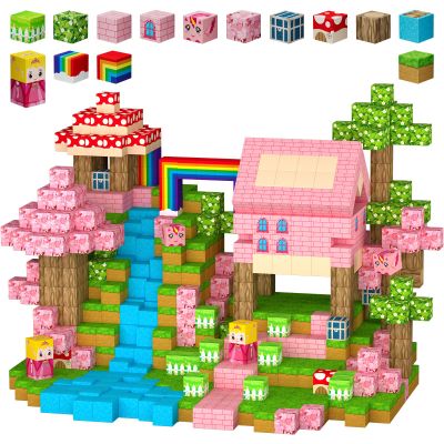 Uucoco 100PCS Magnetic Blocks - Princess Castle Building Toys Montessori Sensory Toys Birthday GIFS for Girls 3 4 5 6 7 8 9 10+ Years Old, Creative Magnets Games for Toddler Kids