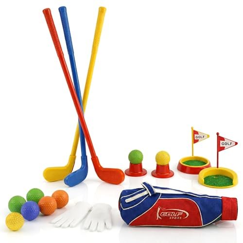 Atlasonix Toddler Golf Set - Toddler Golf Clubs | Kids Golf Clubs Includes Kid Golfer Bag, Gloves, 8 Balls and 4 Sticks - Sports and Outdoor Play Toys, Outdoor Toys, Kids Outdoor Play Equipment
