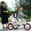 Blue,16 inches,JIYIAN Children's Pedal Tricycle Handle Bars Trike Bicycle with Basket Widened Tires 3 Wheels Bike Gift Outdoor Toys Has Two Seats That Can Carry Twins Babies view 2