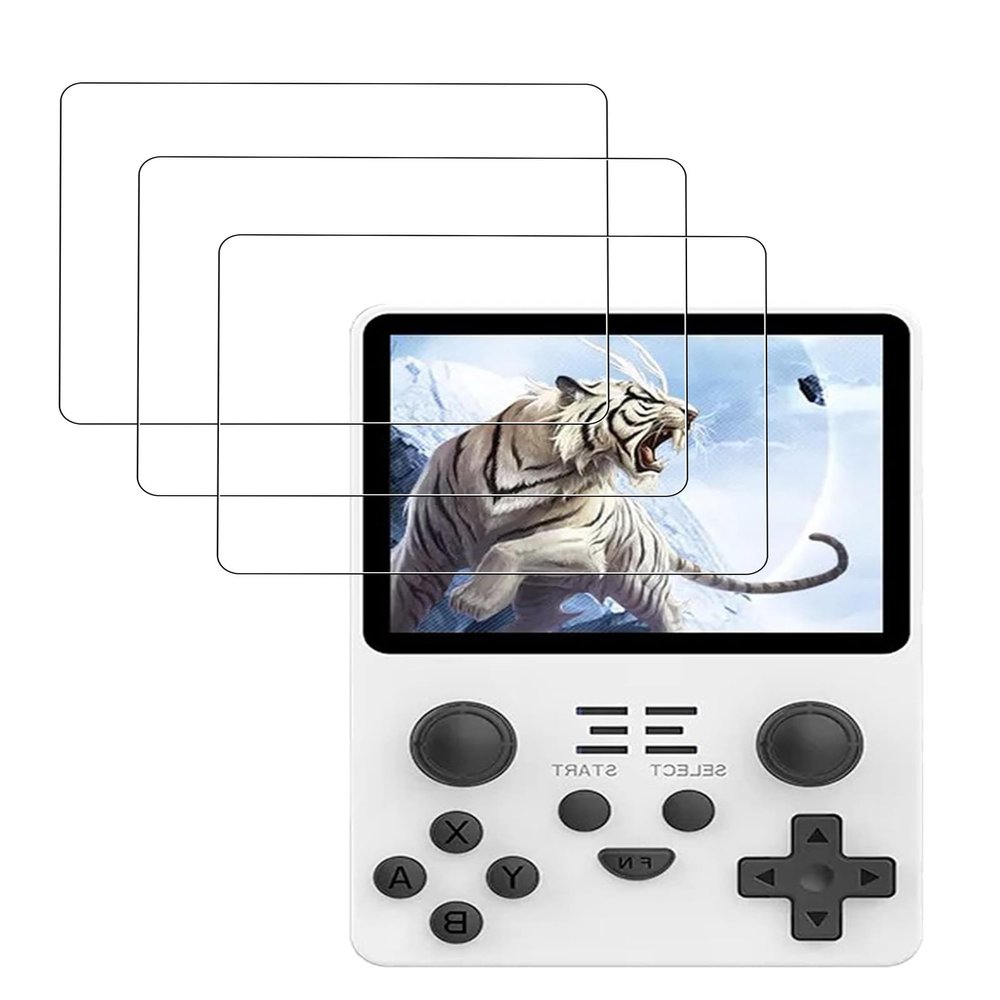 [3 Pack] Screen Protector for R36S/R35S/RGB20S Handheld Gaming 3.5 Inch Tempered Glass Film,BOVUGAC Screen Protector for Petforu/AIUOUS RGB20S Handheld Gaming Anti-Scratch & Sensitive & 9H Hardness