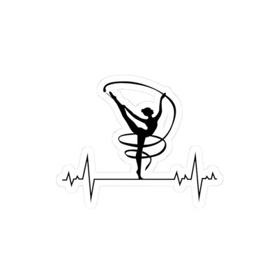 Gymnastics Heartbeat Sticker - Ribbon Gymnast Pulse Vinyl Decal
