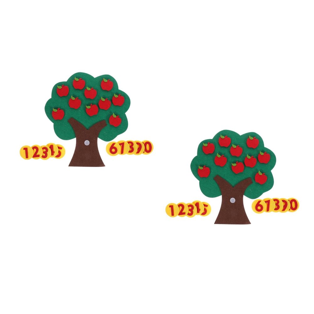 DOITOOL 2 Set Felt Apple Tree Felt Numbers Preschool Math Games Kindergarten Counting Toy Numbers Matching Game for Preschool Learning