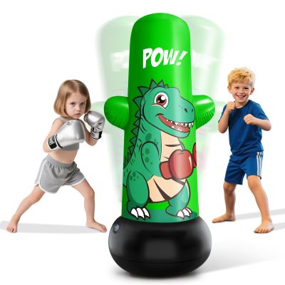 Inflatable Dino Punching Bag for Kids, 47 Tall Bop Bag Punching Toy, Inflatable Dinosaur Toy with Bounce- Back Action for Ages 3-8, Great for Boys and Girls