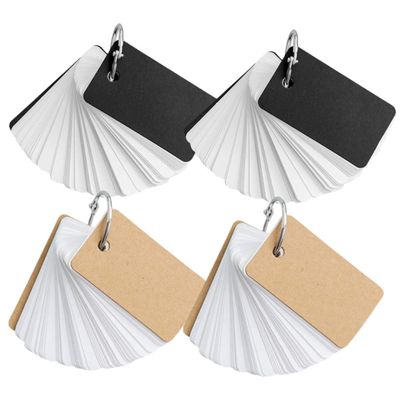 BCOATH 4pcs Paper Material Flash Cards Portable Blank Memory Cards Notebook Iron Ring for Students Daily Planning and Vocabulary Learning