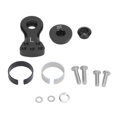 F&Y RC 25T Servo Saver Arm Adjustable Aluminum L Shape Servo Arm for 1/10 Scale Remote Control Cars Trucks Buggies (Black)