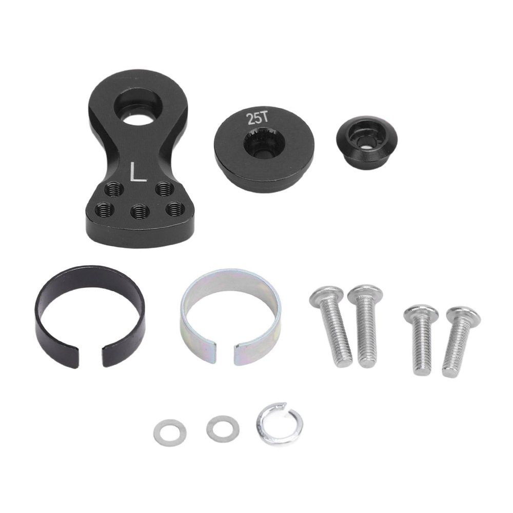 F&Y RC 25T Servo Saver Arm Adjustable Aluminum L Shape Servo Arm for 1/10 Scale Remote Control Cars Trucks Buggies (Black)