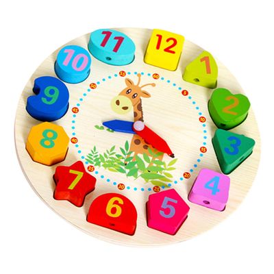 KICHOUSE Wooden Beads Clock Educational Sorting Plaything for Safe Wooden Blocks for Learning Shapes Colors and Present for Boys