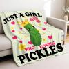 Just A Girl Who Loves Pickles Blanket for Girls Boys, 50"x40"Cute Pickle Gifts for Pickle Lovers Green Cucumber Blankets for Kids Pet, Lightweight Flannel Novetly Funny Food Blankets for Sofa Bed Car view 1