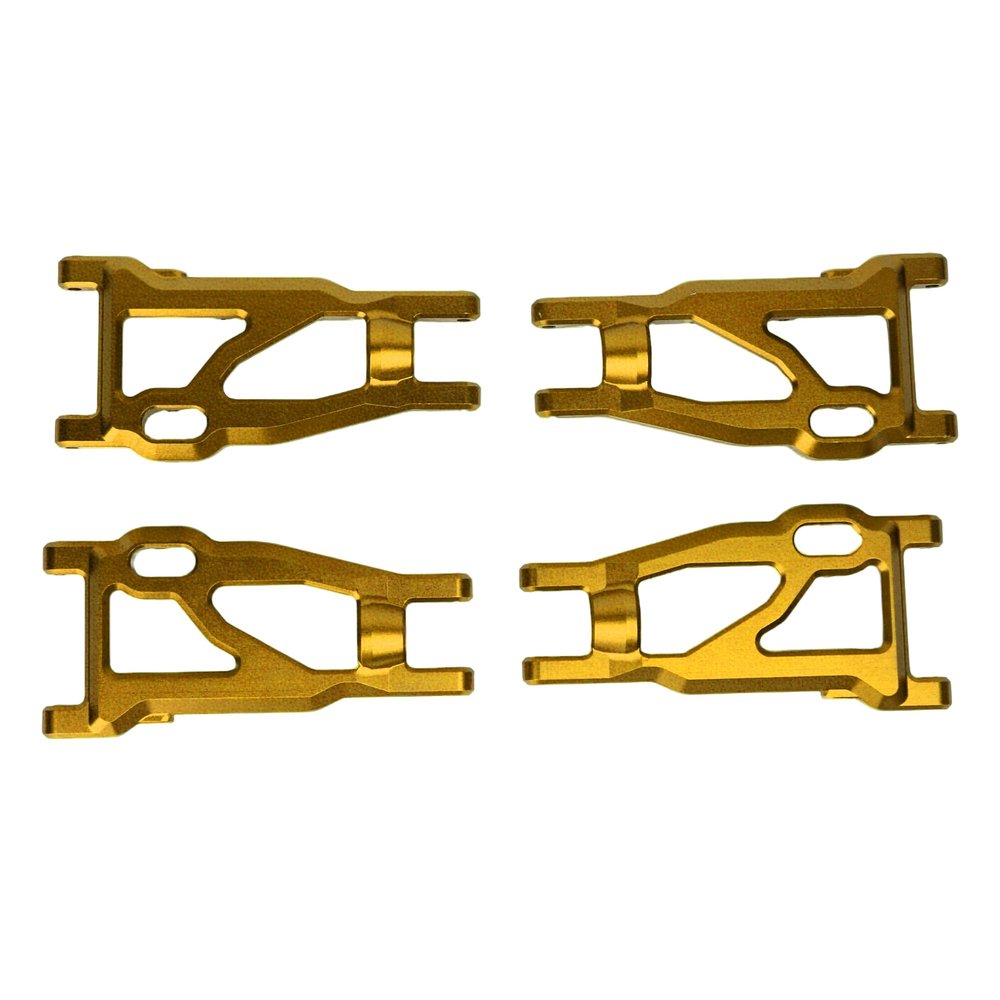 BeaxTurbo Racing Upgrade Parts RC CNC Aluminum7075 Upgrade Front&Rear Lower Arms for TRAXXAS JATO4x4 1/8 (Gold)