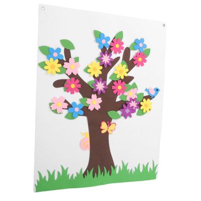 CATIEBYE 1set Felt Flower Board Boy Girl Interactive Preschool Wall Decor Engaging Tactile Activities Seasonal Craft Props for Toddlers Kindergarten Classroom Decoration