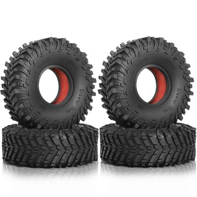 120mm 1.9 inch RC Crawler Tires Built-in EVA+Foam Double Lining for 1/10 RC Crawler car e.g. TRX-4 D90 D110 TF2 Tamiya CC01 AXI03007 90047 SCX10III Gen8 R261/4 Pcs (Red and White)