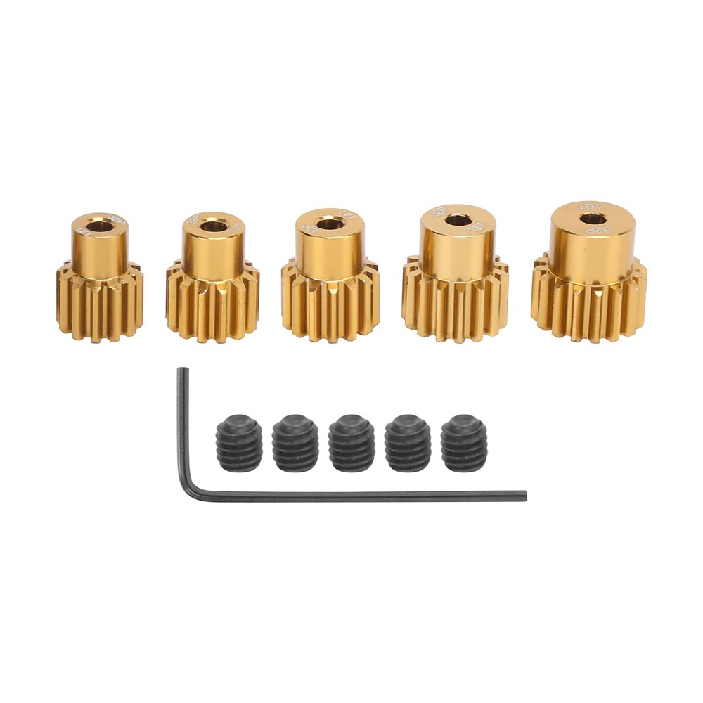 32P Pinion Gear Set High Quality Aluminum Alloy Motor Gears Kit with 12T 13T 14T 15T 16T for 1/10 RC Car 3.175mm Shaft